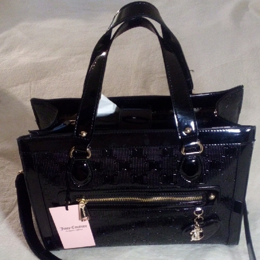 Juicy Couture Black Handbag 12 INCHES WIDE 10 HIGH GORGEOUS PURSE! NEW W/ TAGS